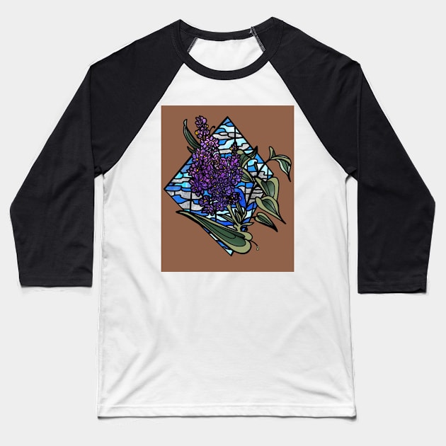 Lilac stained glass Baseball T-Shirt by resonanteye